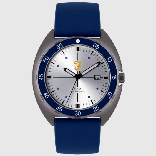 Farah Farah Black Silicone Strap Watch In Blue
