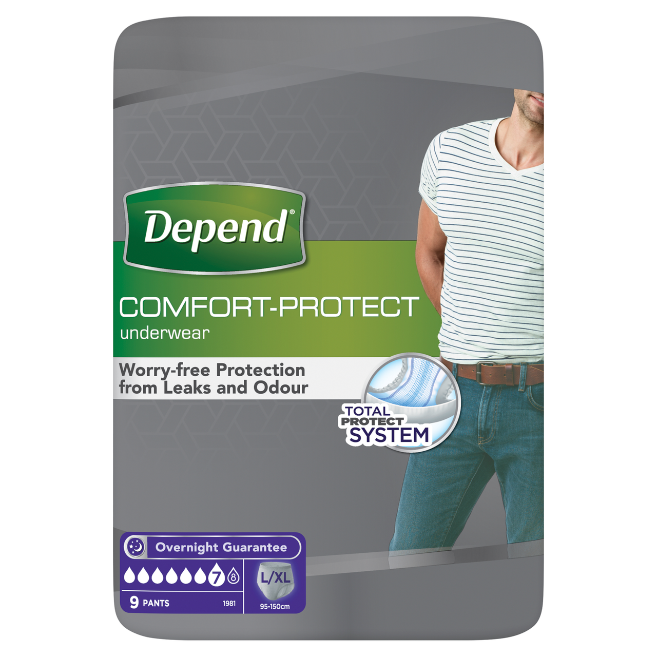 Depend Comfort Protect Mens Pants Large-XL 9s