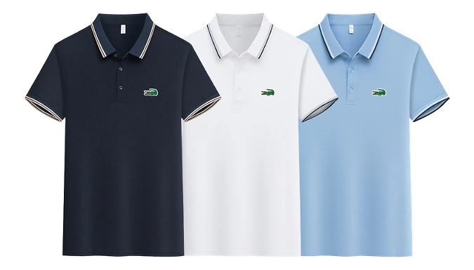 Men's Embroidered Short-Sleeve Polo Shirt - 6 Colours, 7 Sizes!